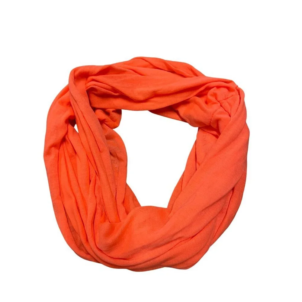 Bright Orange Infinity Scarf‎ For Women Lightweight Stretch Knit Fabric Loop